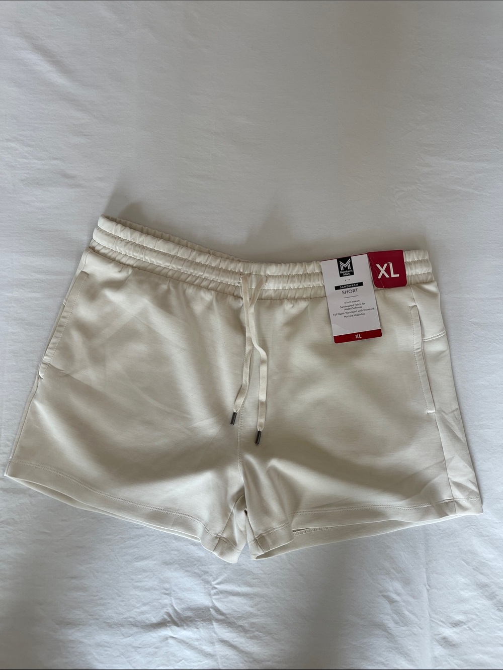 Women's‎ Cream Athletic Drawstring Shorts - XL